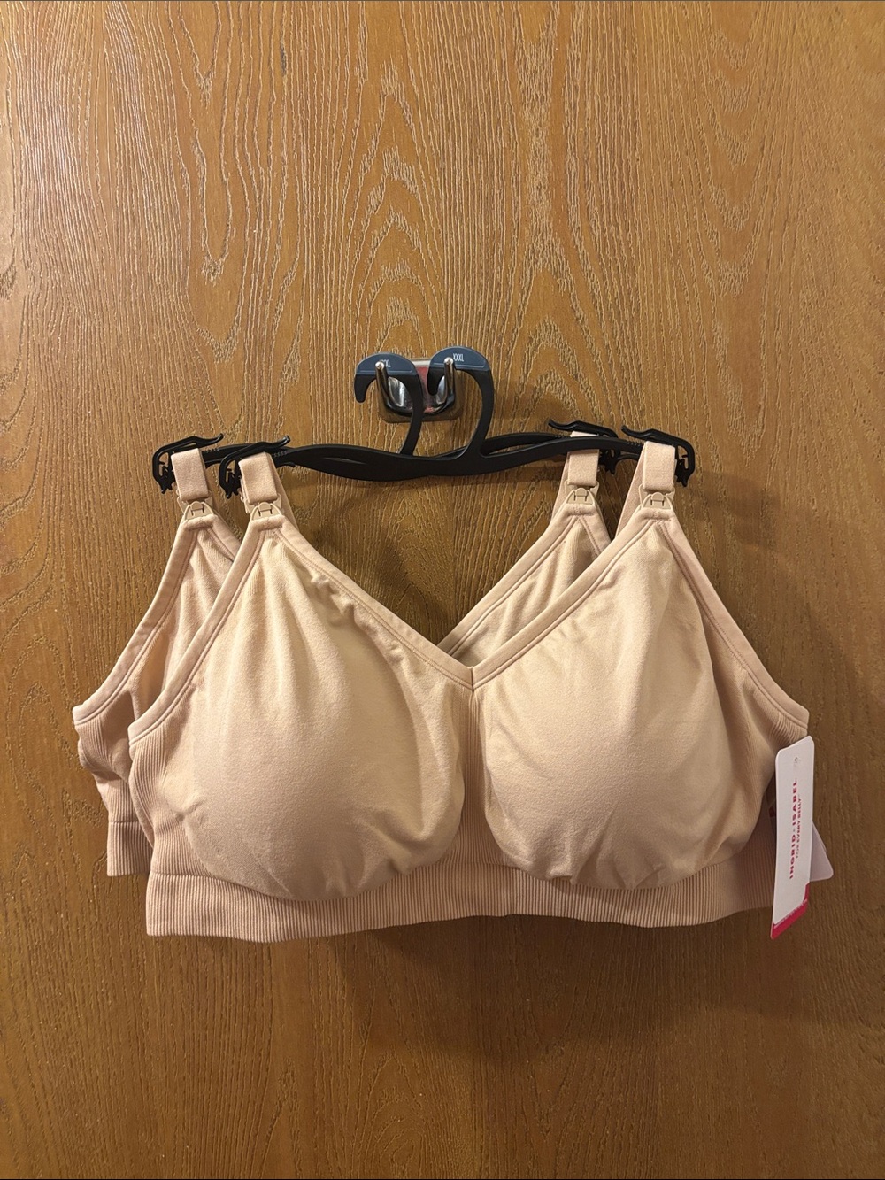 2-Ingrid & Isabel Nude Wireless Nursing Bra with Adjustable Straps-SIZE XXXL-
